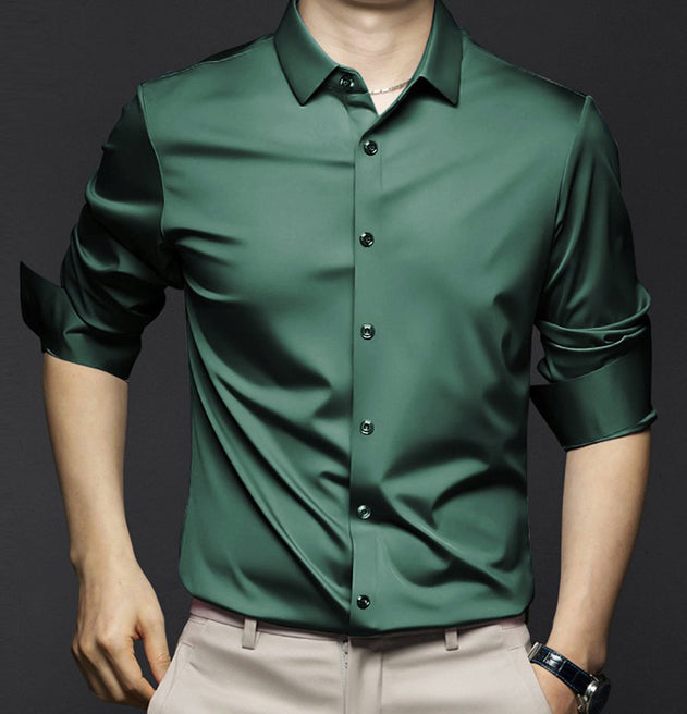 Chemise homme slim fit manches longues sans repassage boutonnée élégante