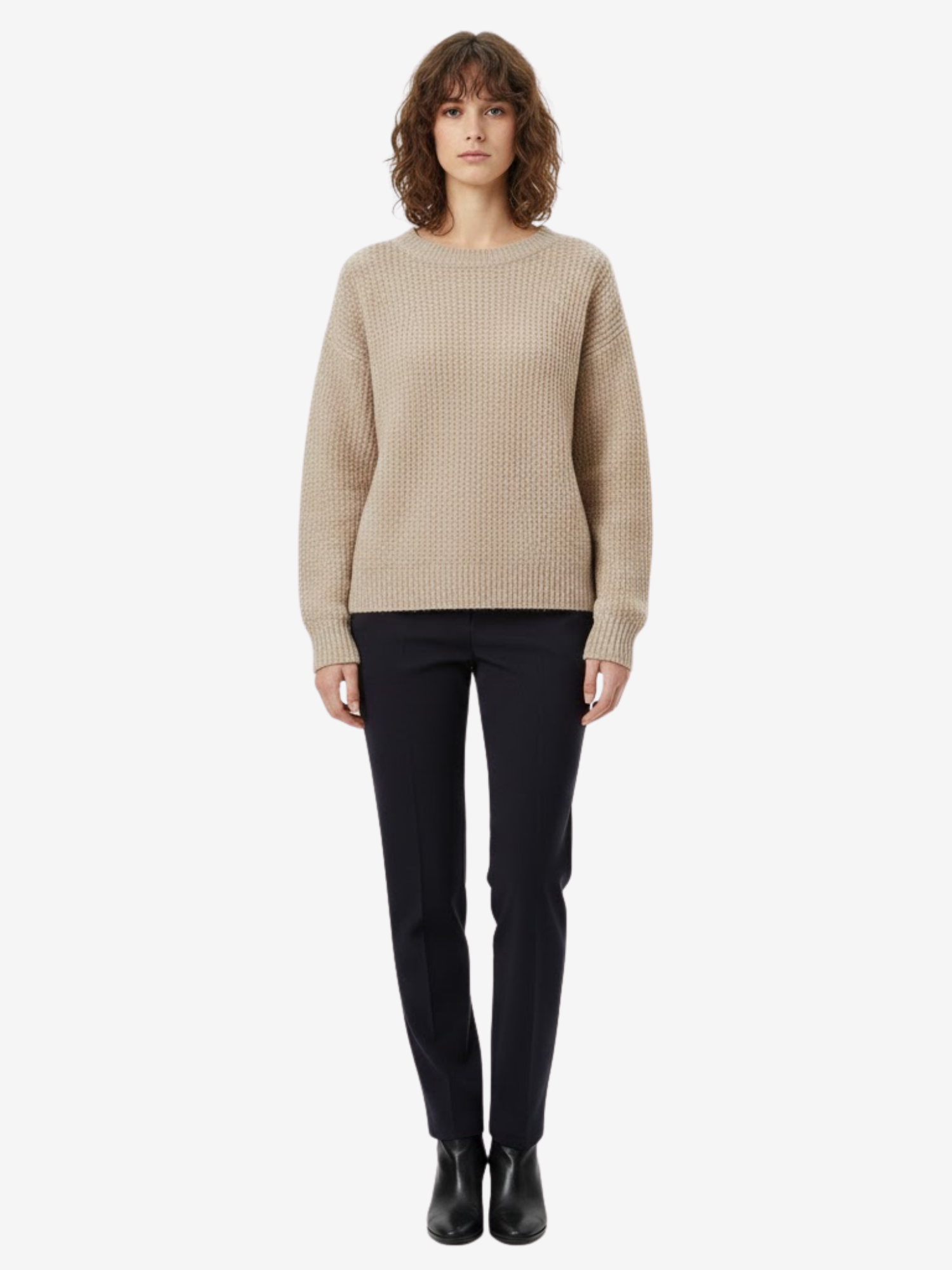 Pull Femme Texturé en Maille Structurée à Col Rond