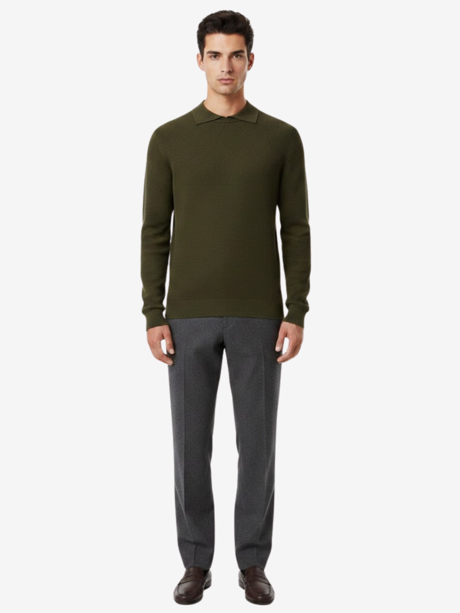 Pull Homme en Maille Fine avec Col Polo