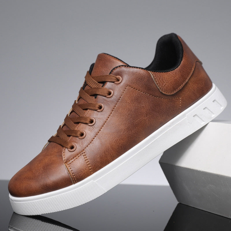 Baskets homme cuir à lacets semelle plate style minimaliste