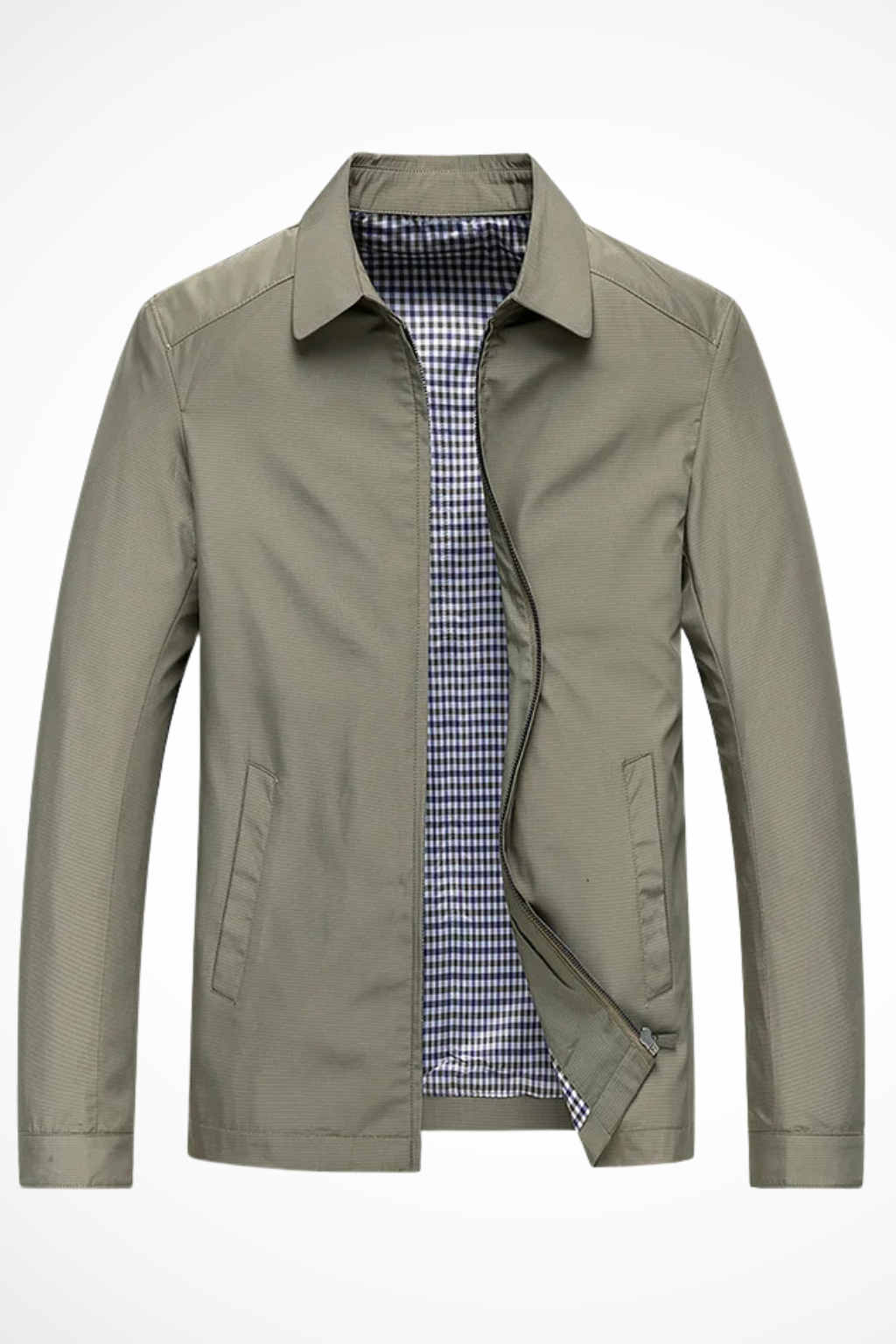 Veste Harrington homme zip col chemise manches longues doublure carreaux casual