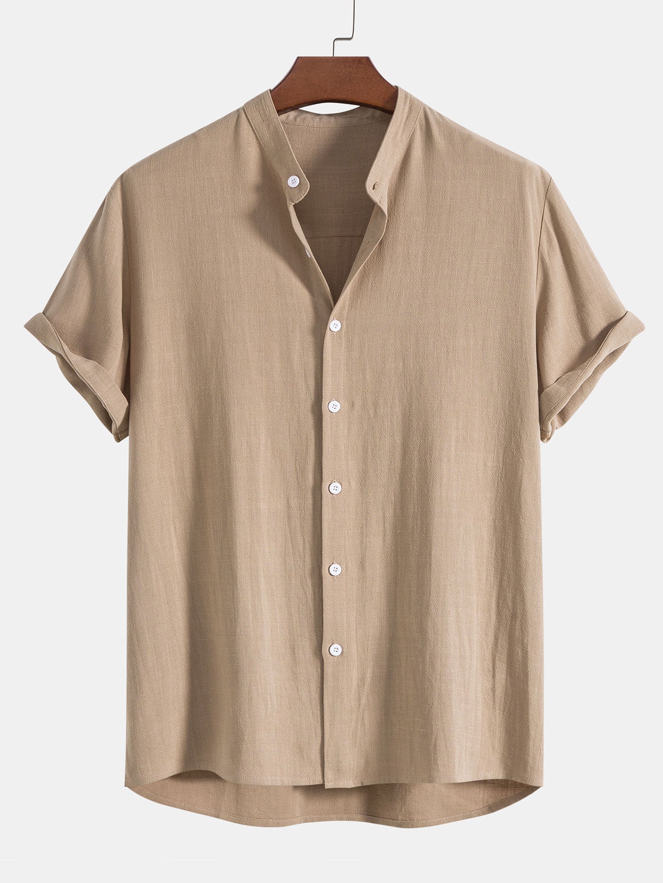 Ensemble homme lin été chemise manches courtes col mao pantalon à cordon