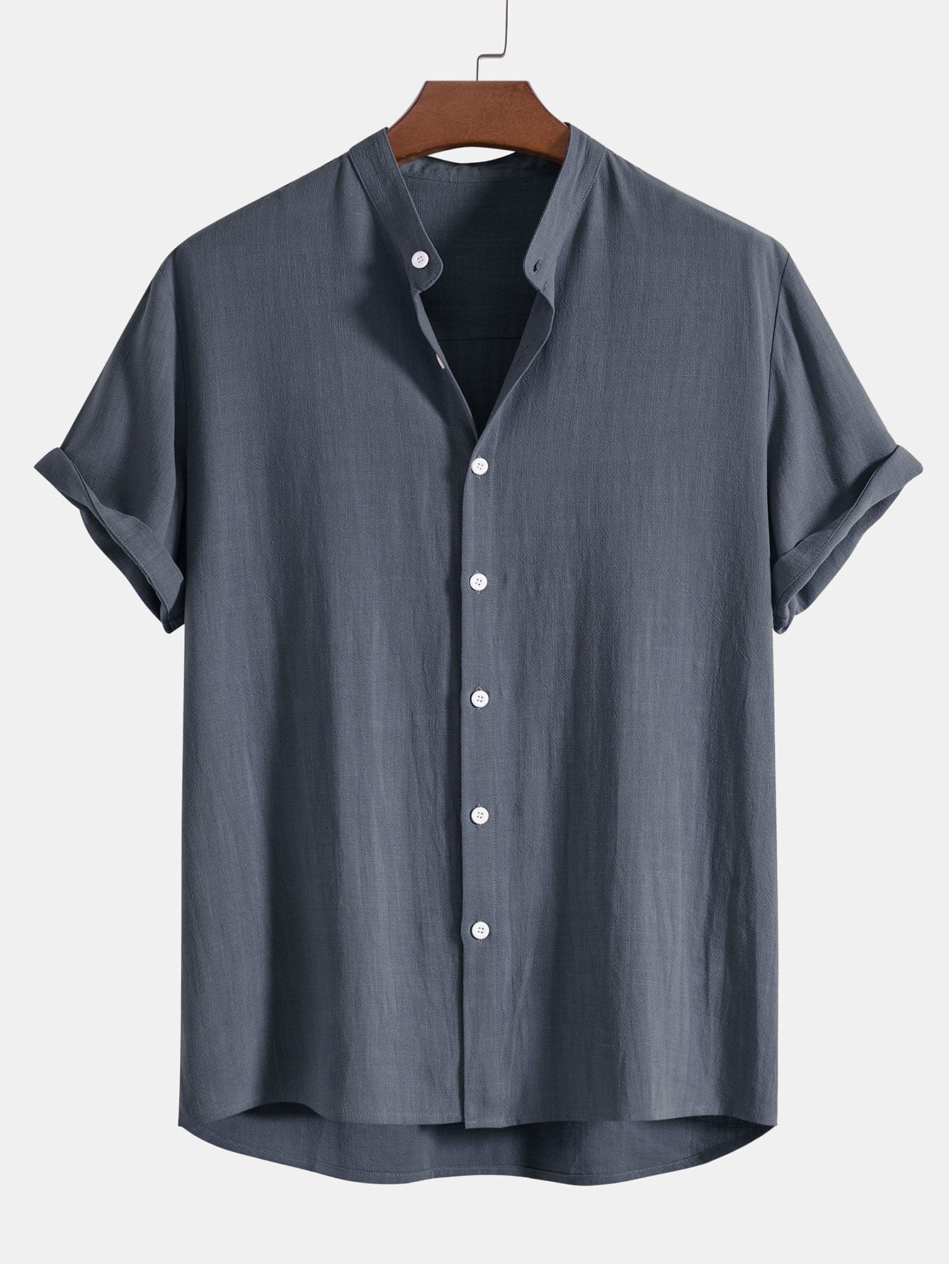 Ensemble homme lin été chemise manches courtes col mao pantalon à cordon