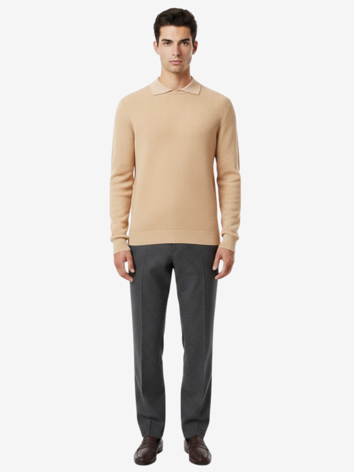 Pull Homme en Maille Fine avec Col Polo