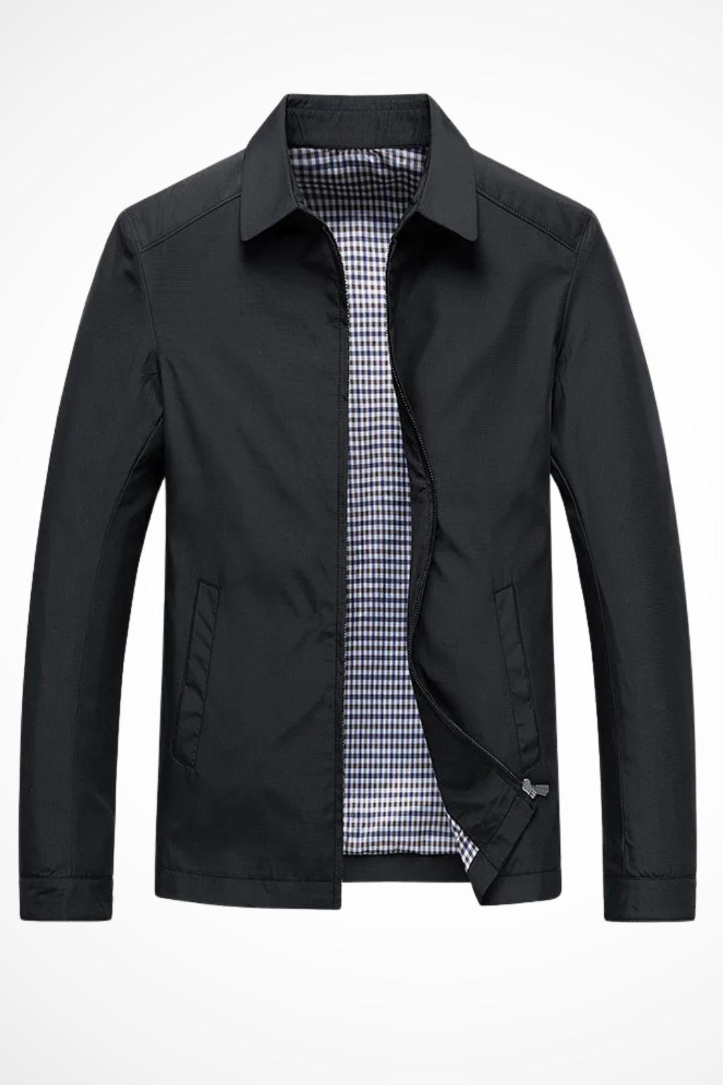 Veste Harrington homme zip col chemise manches longues doublure carreaux casual