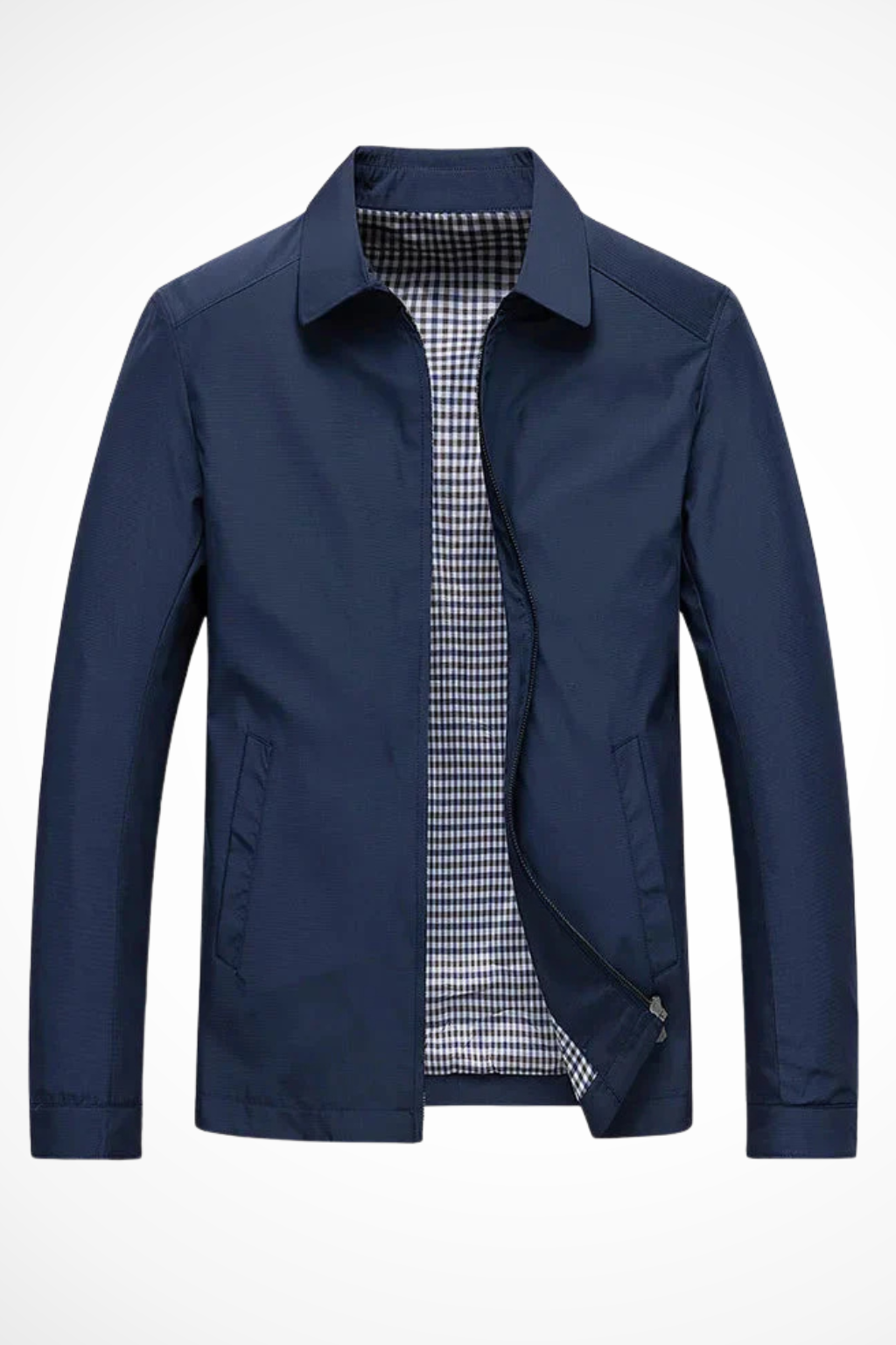 Veste Harrington homme zip col chemise manches longues doublure carreaux casual