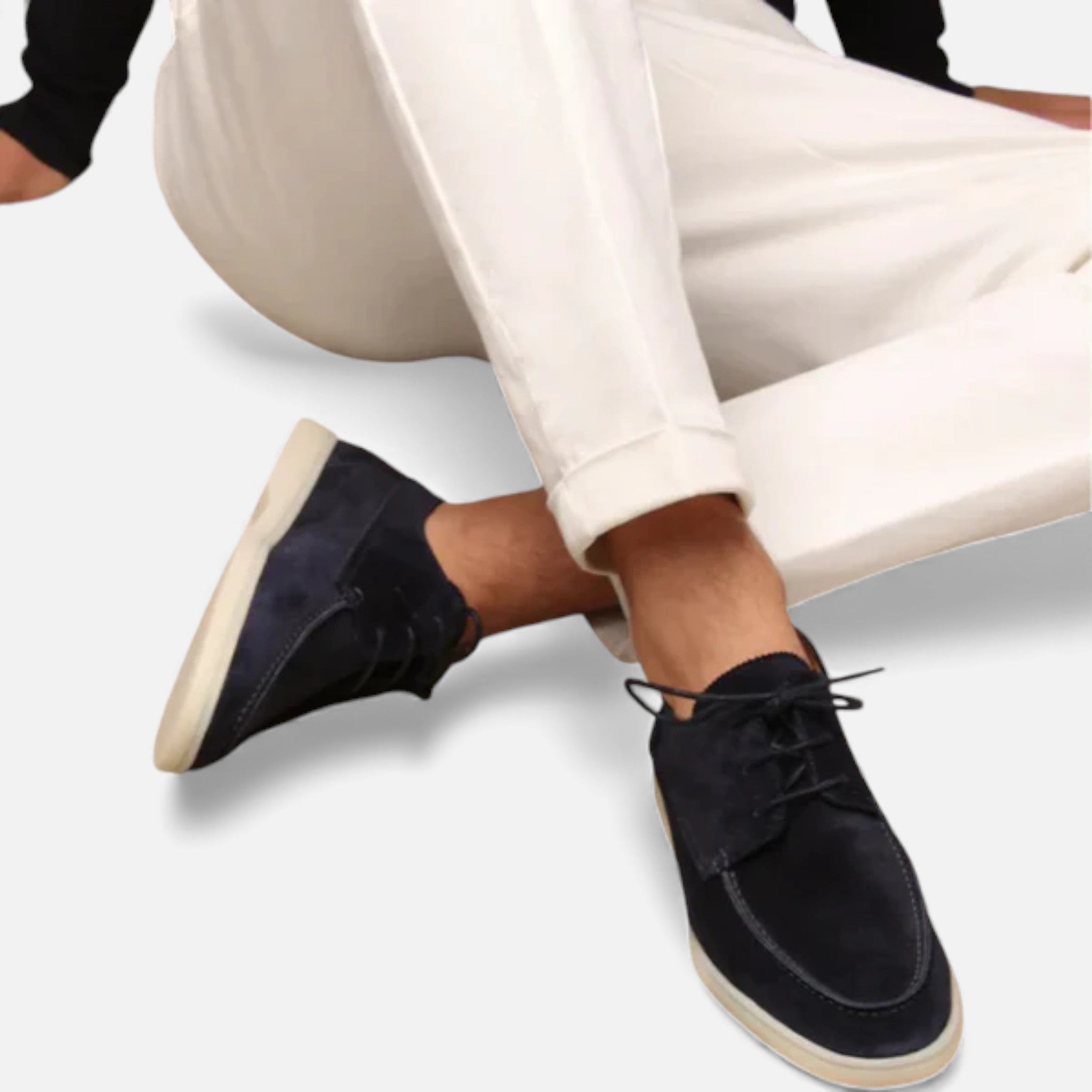 Chaussures bateau homme en daim à lacets avec semelle légère antidérapante