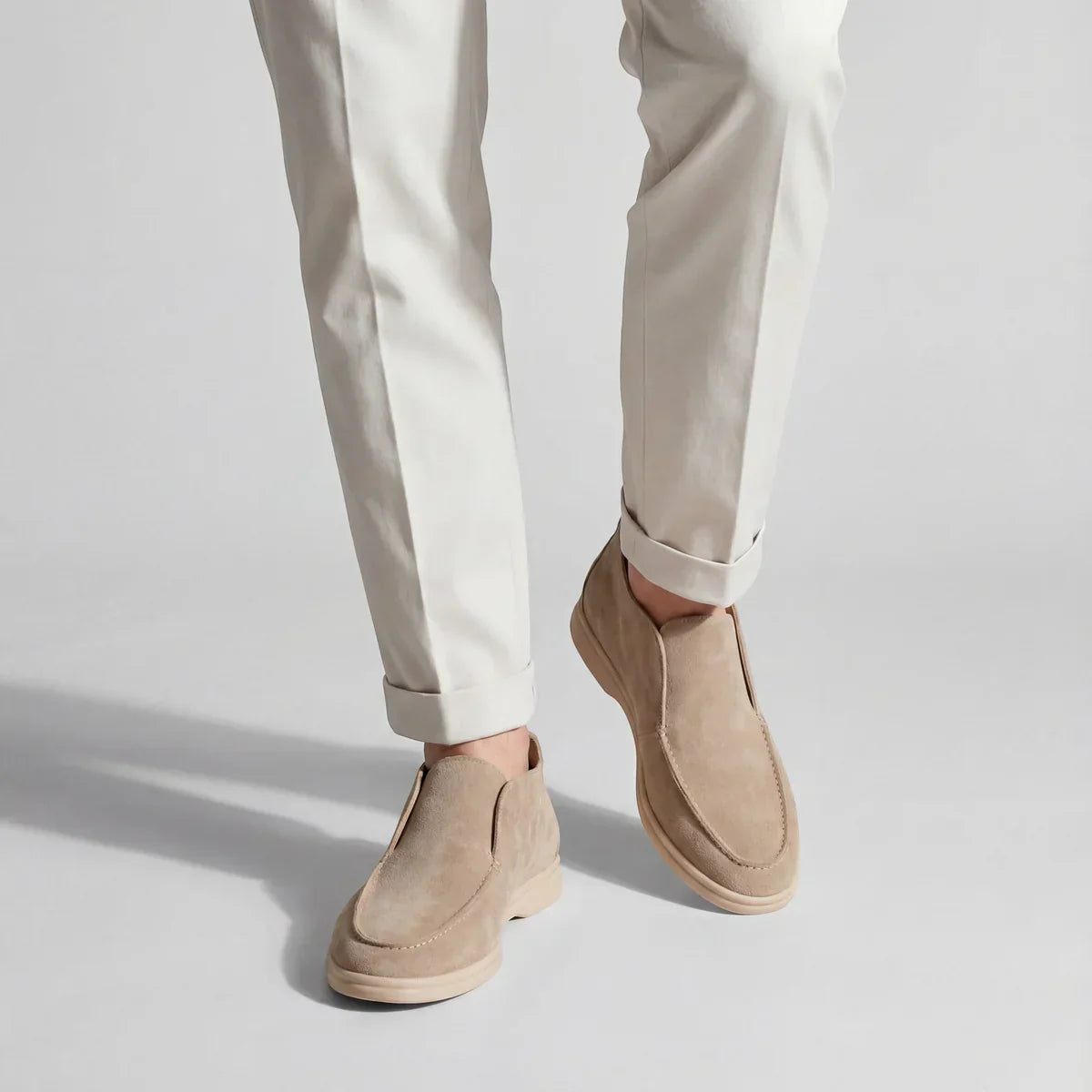 Mocassins homme effet daim sans lacets style casual chic semelle confortable