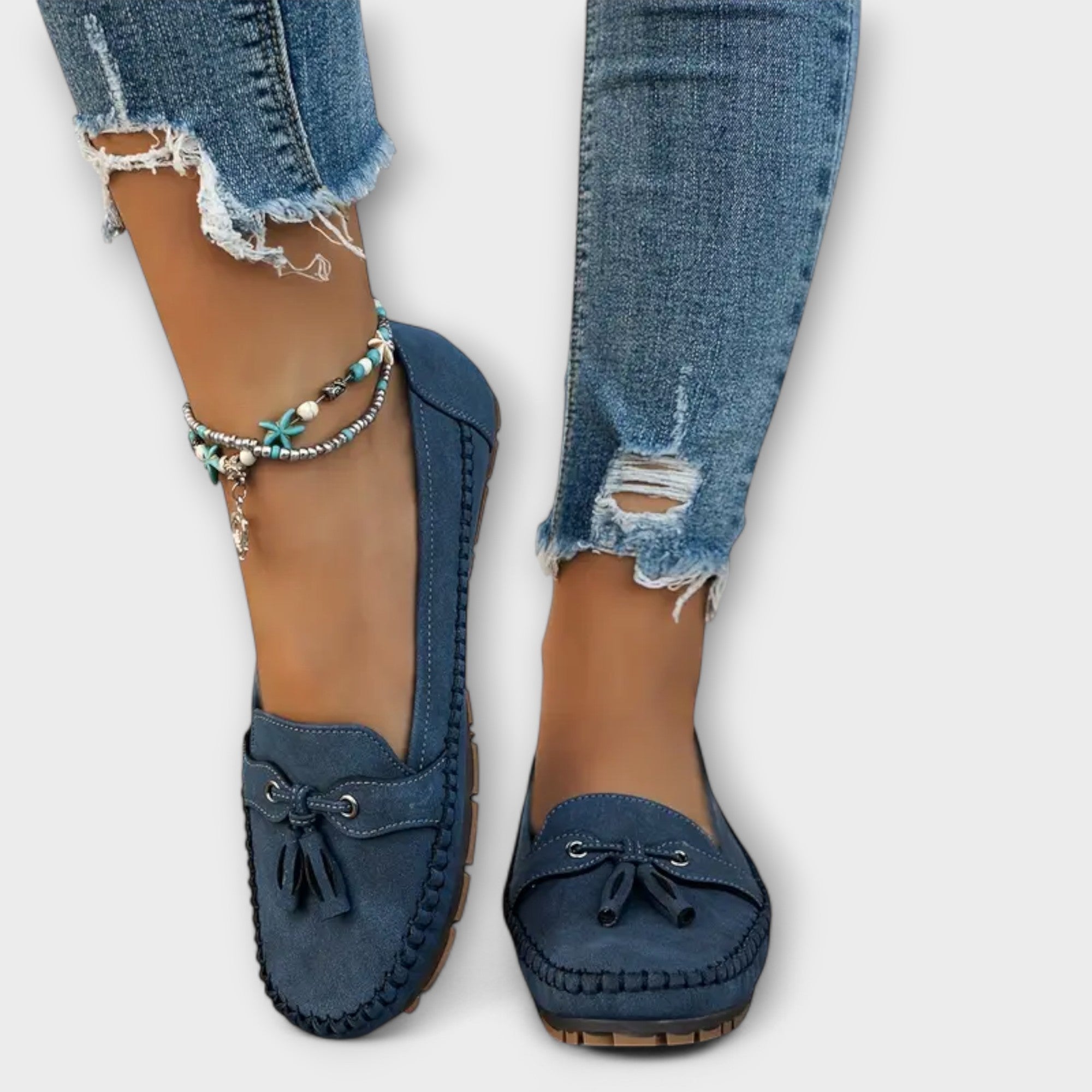 Mocassins femme bout rond à enfiler nœud lacets semelle confort chaussures plates