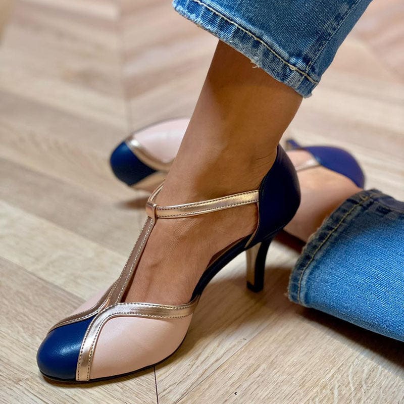 Escarpins femme bride T talon moyen bout rond chaussures habillées élégantes