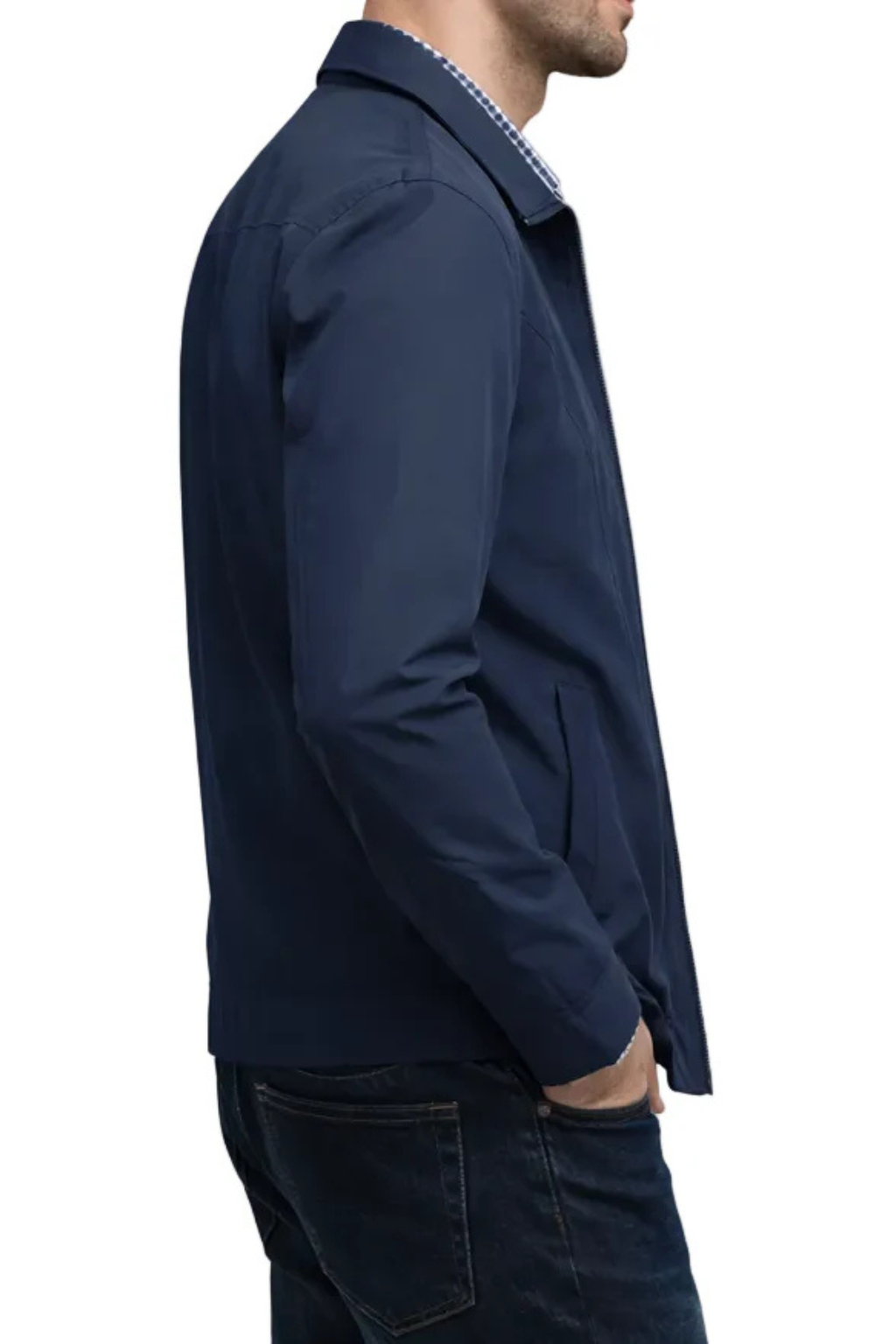 Veste Harrington homme zip col chemise manches longues doublure carreaux casual