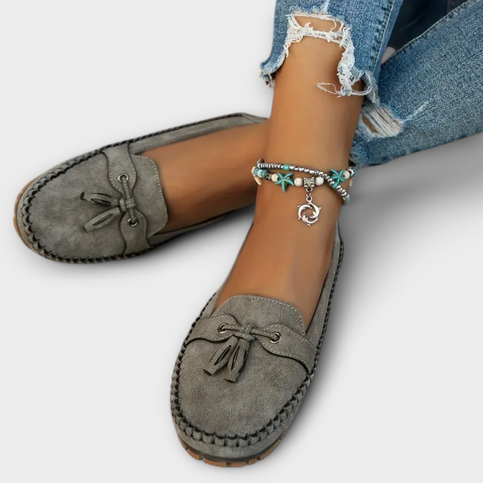 Mocassins femme bout rond à enfiler nœud lacets semelle confort chaussures plates