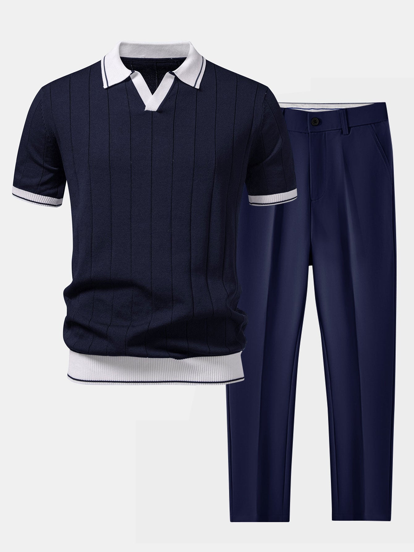Ensemble homme polo maille et pantalon tapered style casual chic