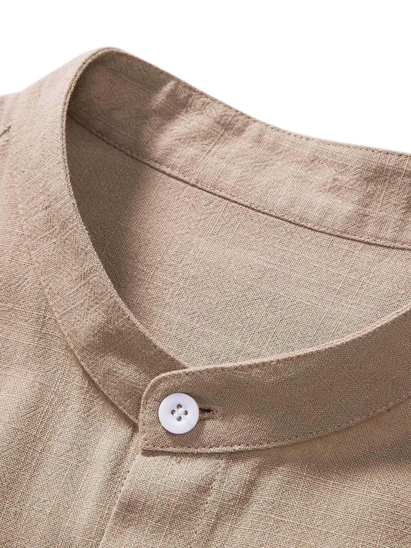 Ensemble homme lin été chemise manches courtes col mao pantalon à cordon