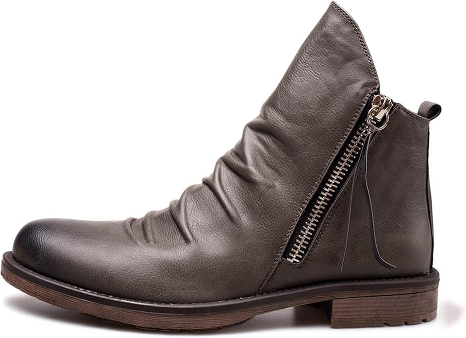Bottines homme cuir zippées bout rond talon bas