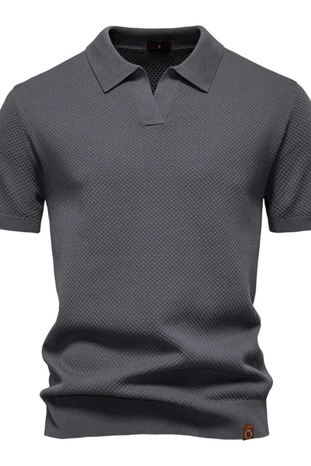 Polo homme maille texturée manches courtes col polo slim casual élégant