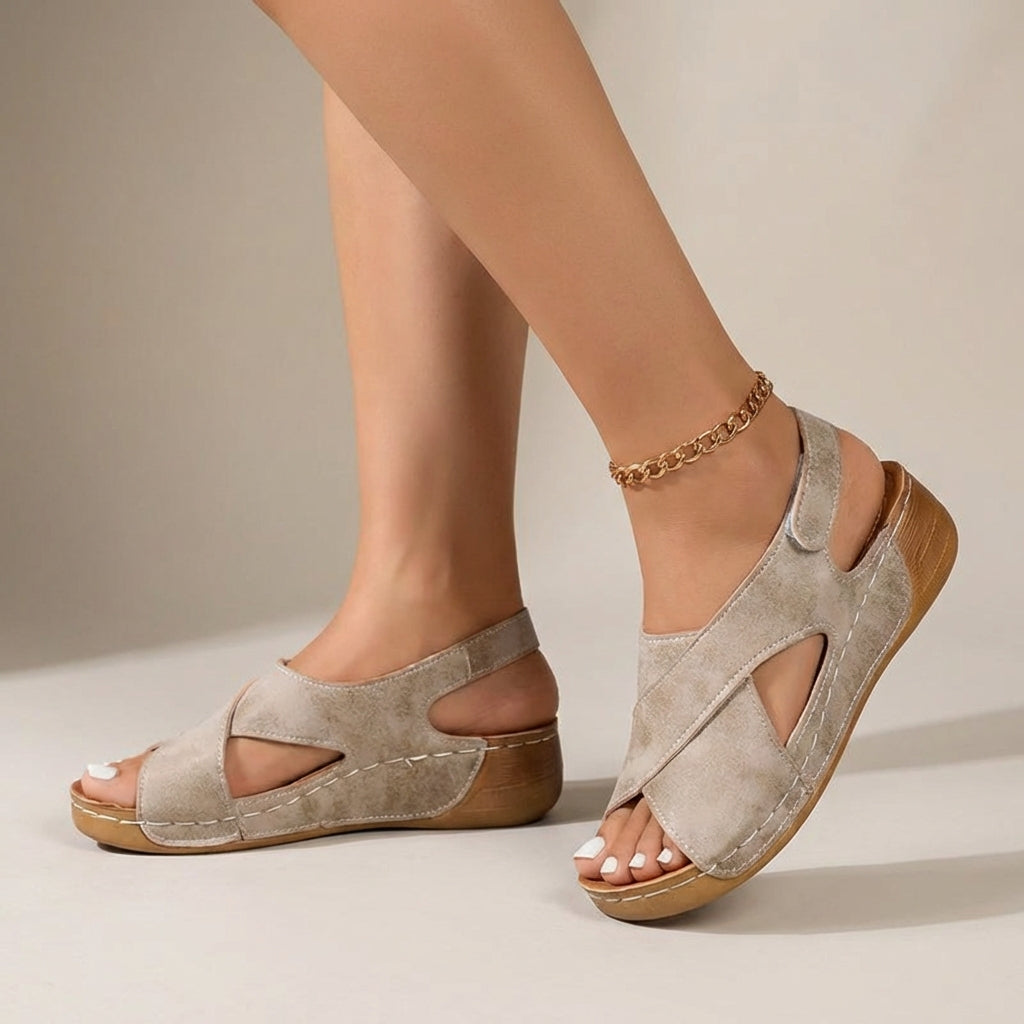 Sandales femme compensées bride arrière brides croisées semelle confort