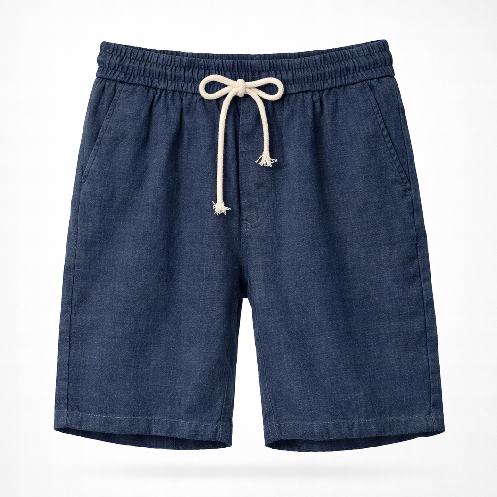 Short homme en lin cordon de serrage poches latérales coupe ample