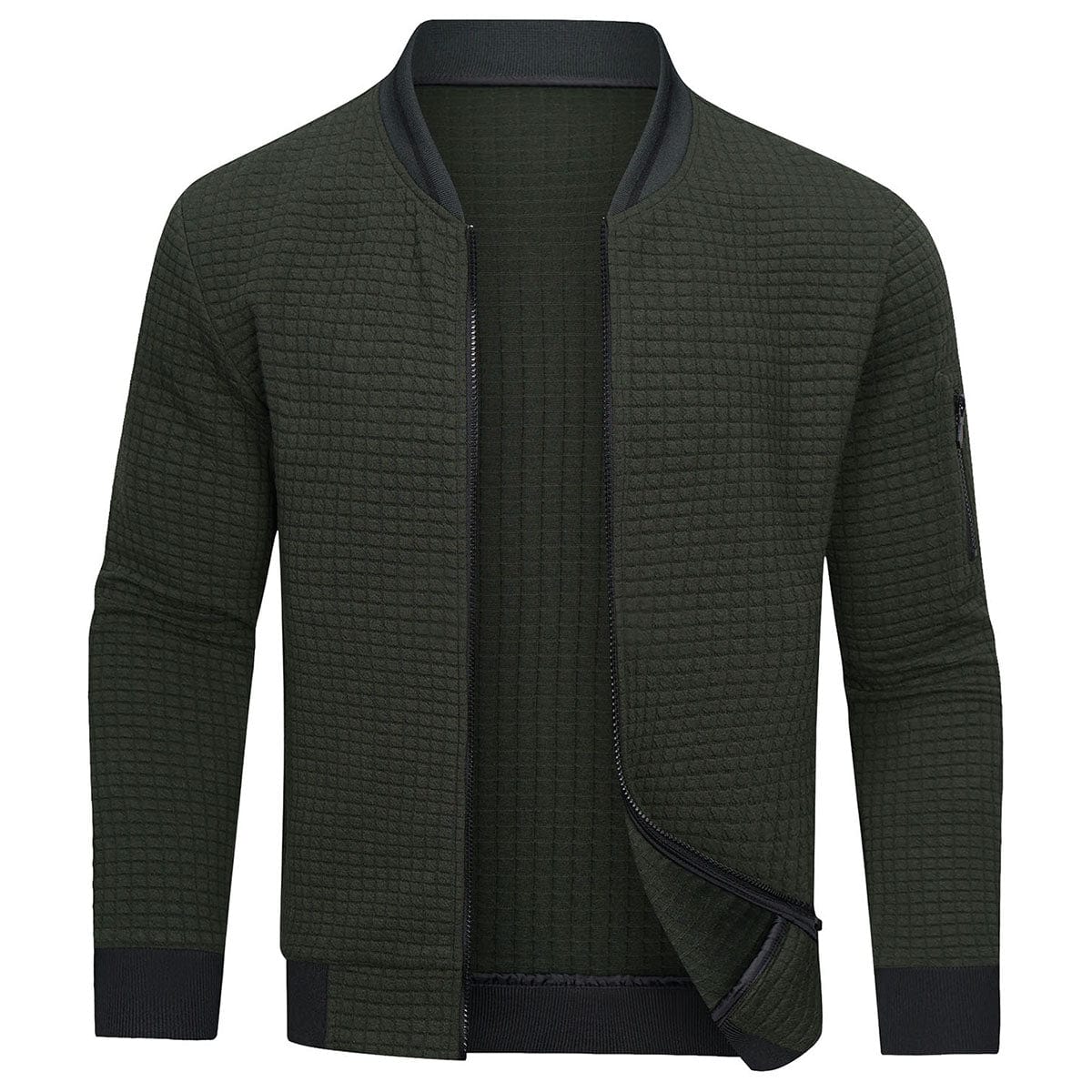 Bomber homme zippé texturé coupe ajustée style casual mi-saison