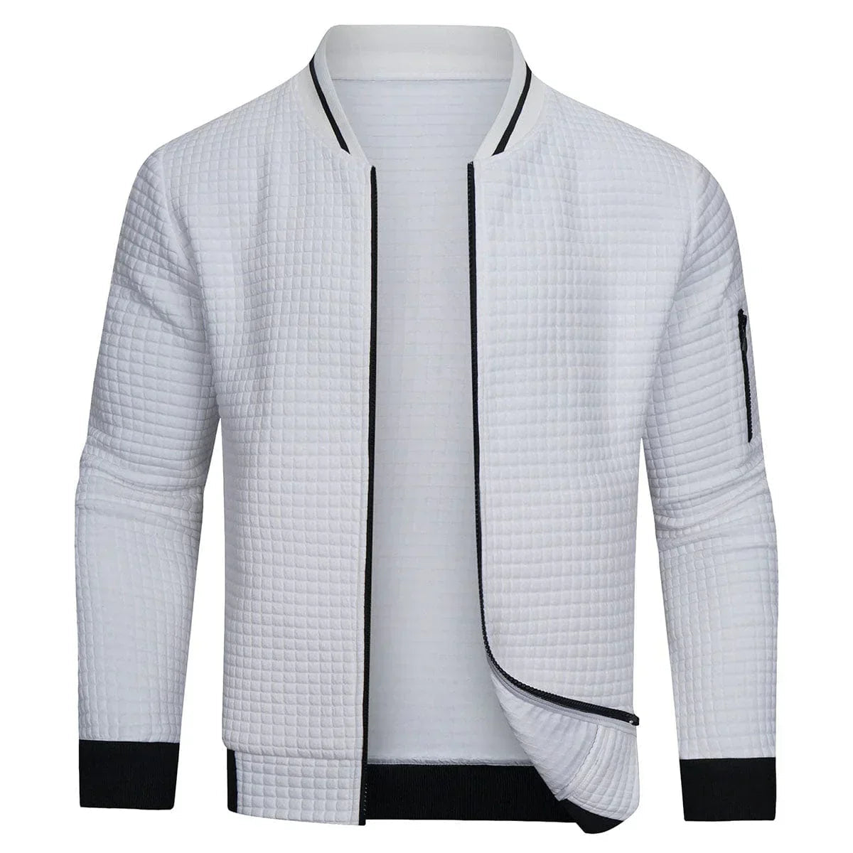 Bomber homme zippé texturé coupe ajustée style casual mi-saison