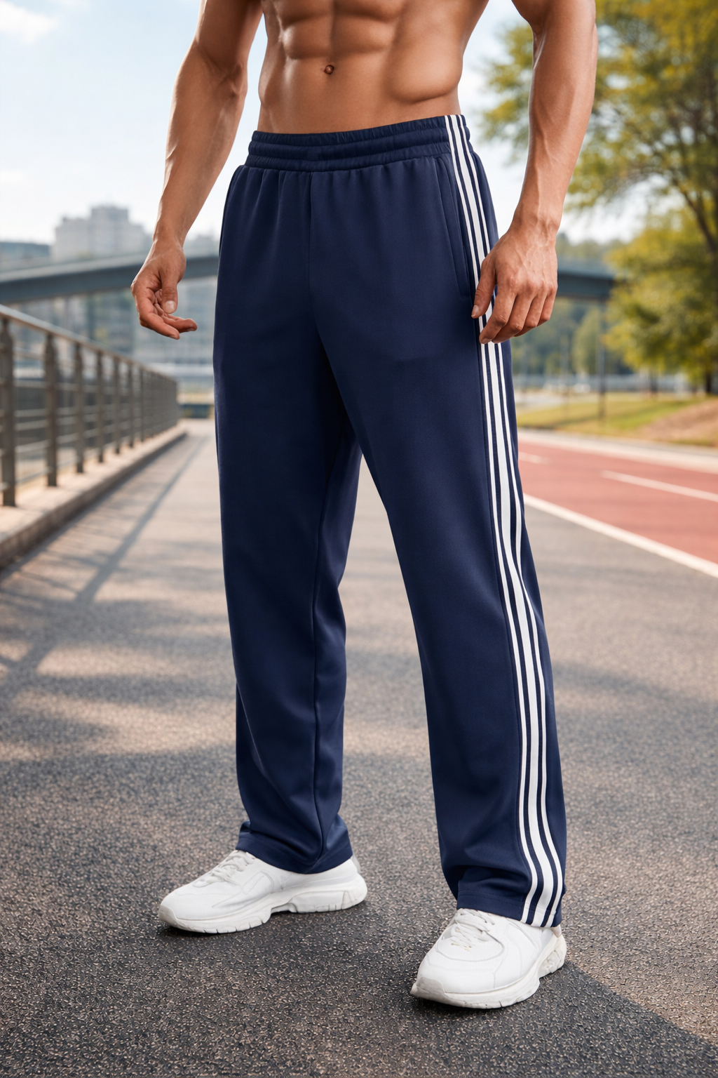 Pantalon de survêtement homme respirant à bandes latérales pour sport et fitness