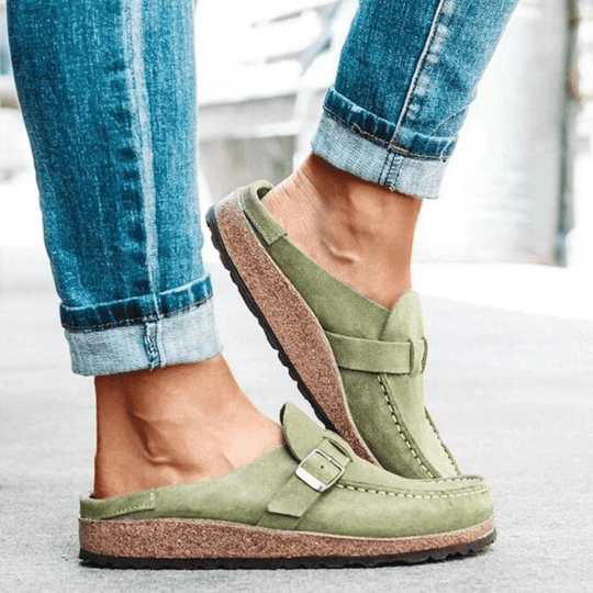 Mocassins femme à boucle semelle confort style sabot casual antidérapant