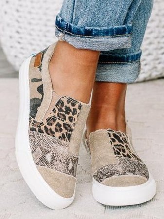 Baskets femme slip-on toile imprimé semelle épaisse chaussures casual confort