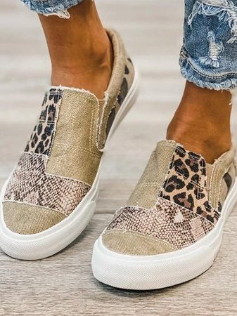 Baskets femme slip-on toile imprimé semelle épaisse chaussures casual confort