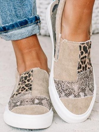 Baskets femme slip-on toile imprimé semelle épaisse chaussures casual confort