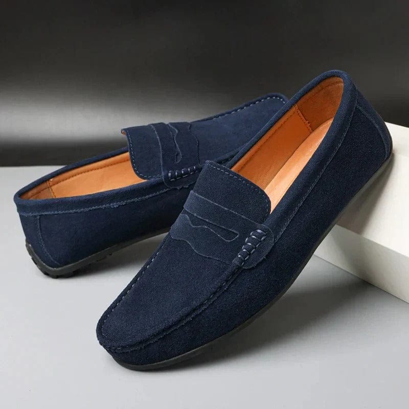 Mocassins homme style penny loafer effet daim semelle souple élégante casual