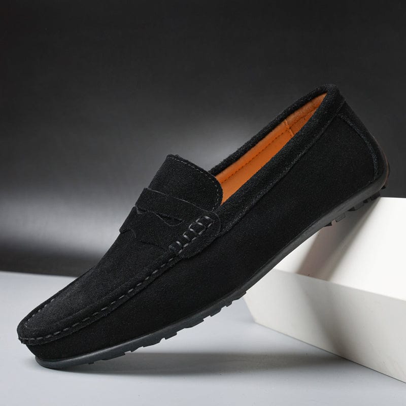 Mocassins homme style penny loafer effet daim semelle souple élégante casual