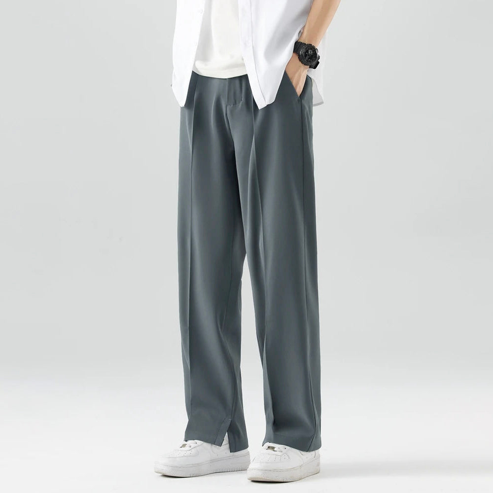 Pantalon homme coupe droite plissée style habillé décontracté