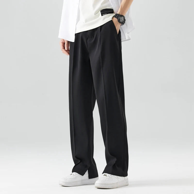Pantalon homme coupe droite plissée style habillé décontracté
