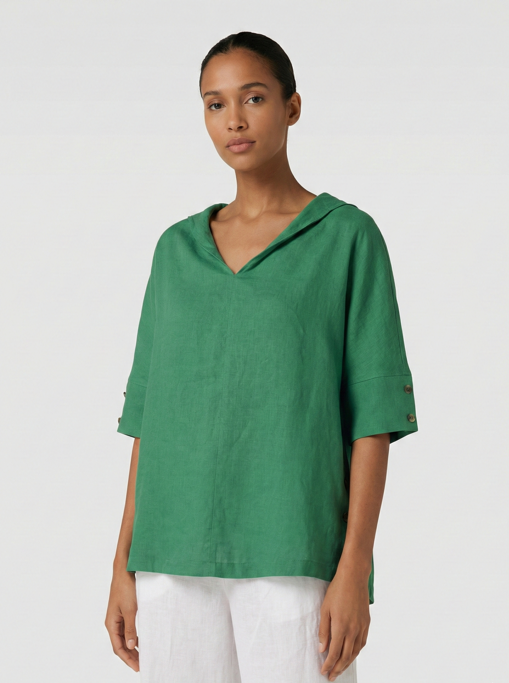 Blouse femme col V manches courtes coupe ample chemise légère décontractée