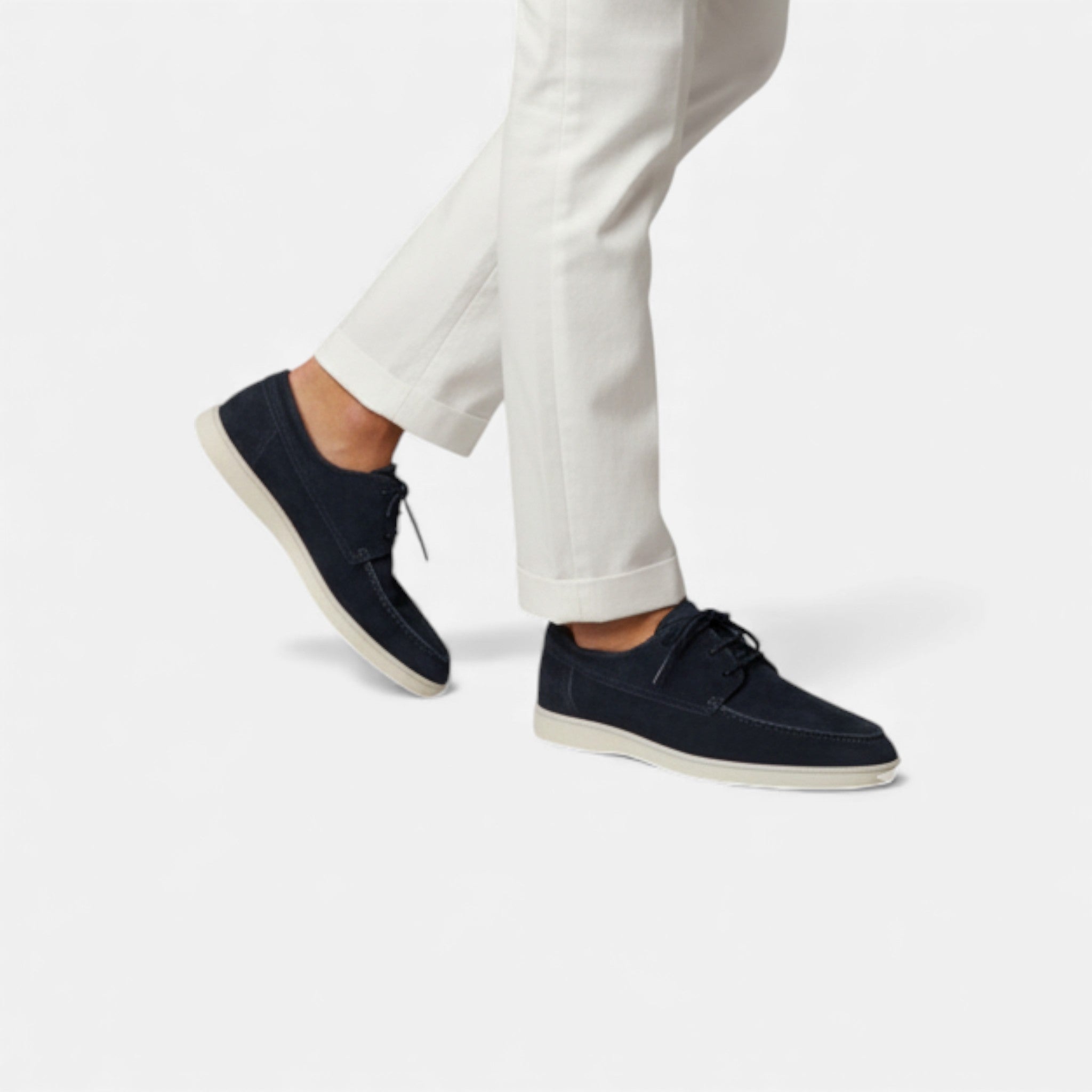 Chaussures bateau homme en daim à lacets avec semelle légère antidérapante
