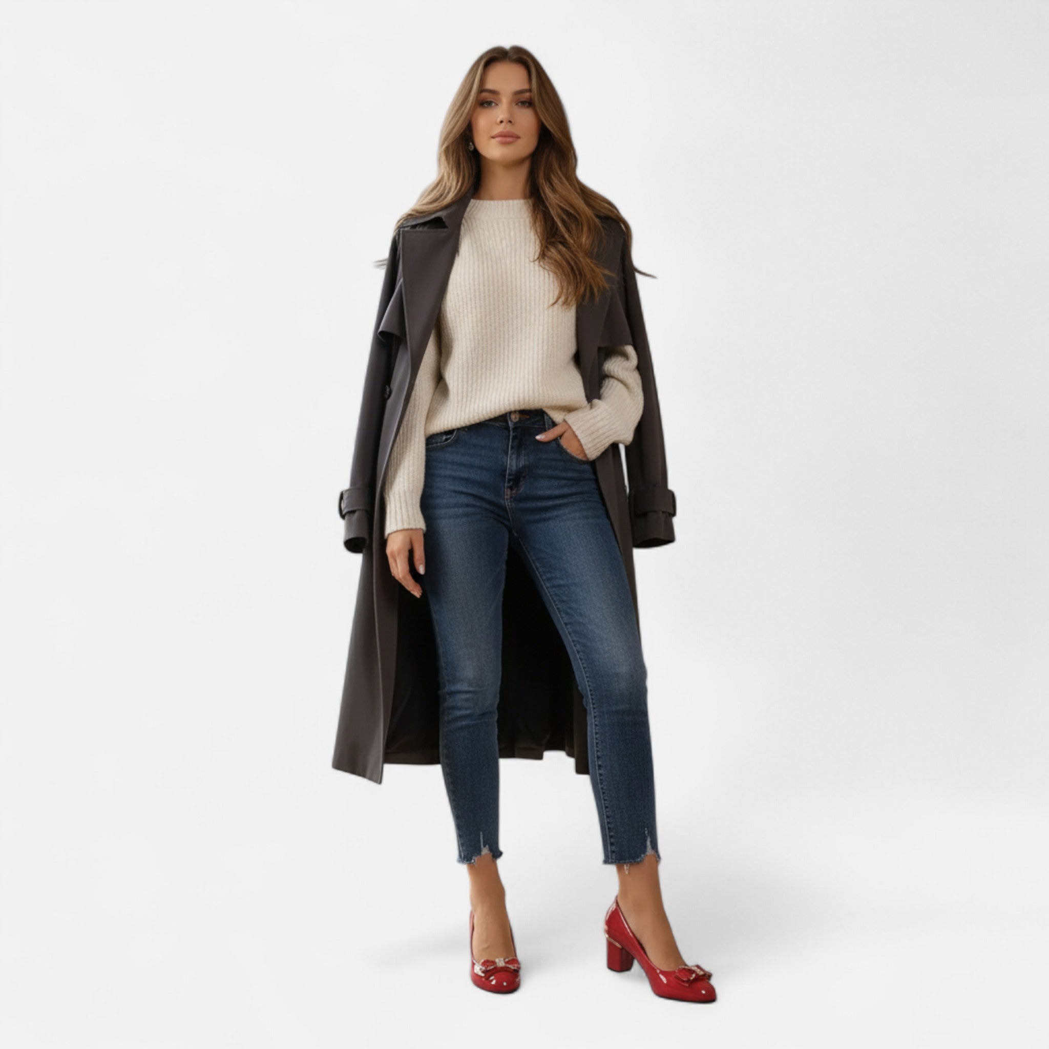 Escarpins femme vernis à talon carré avec boucle métallique décorative