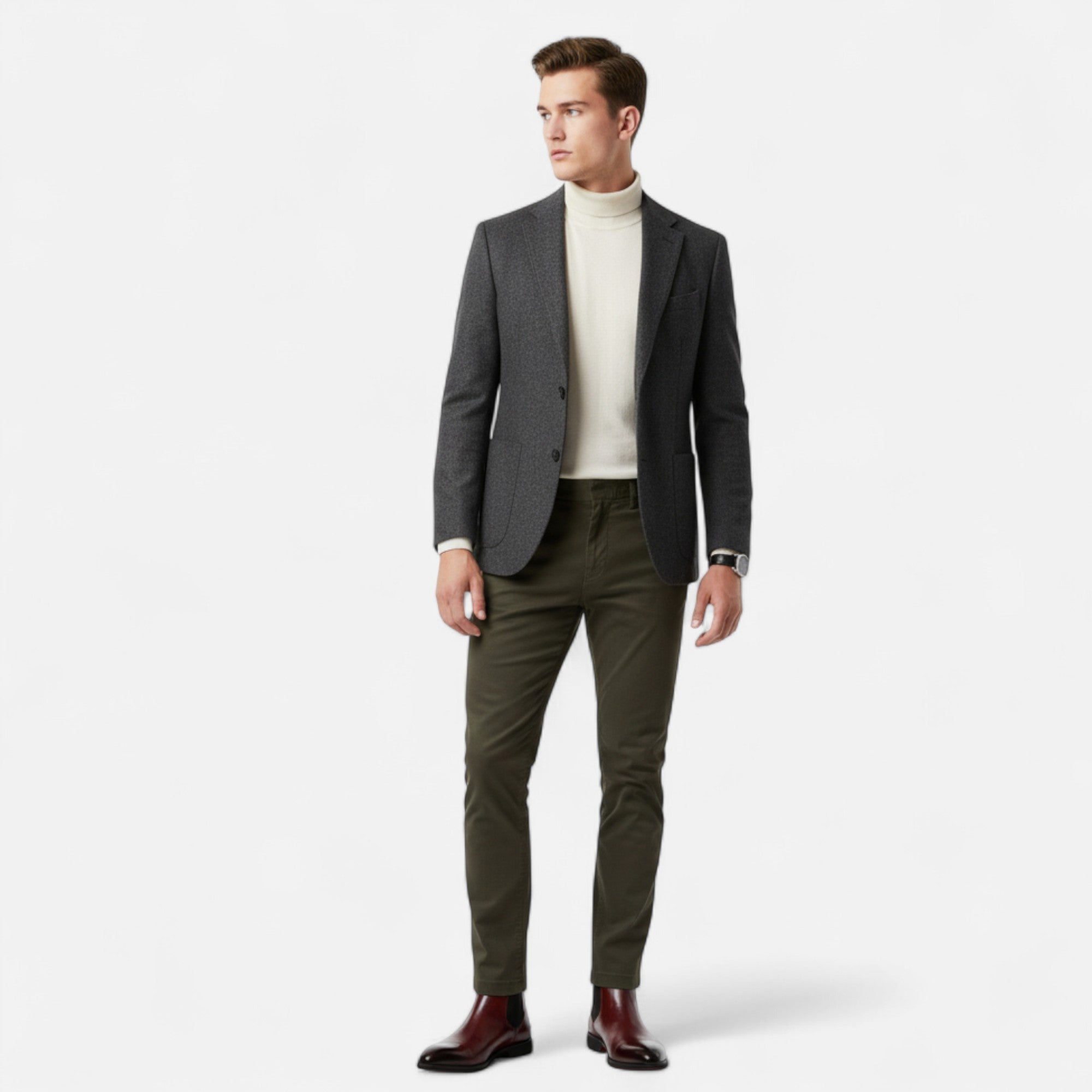 Bottines Chelsea homme cuir bout droit élastiques style habillé