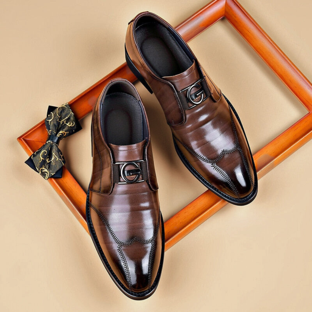 Chaussures habillées homme cuir bout pointu monk sans lacets