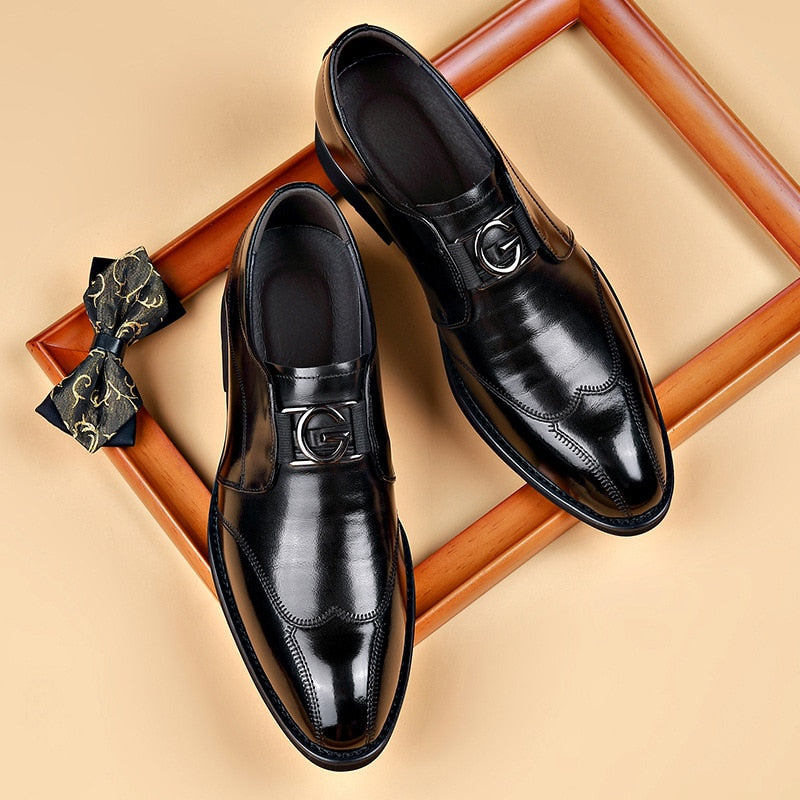 Chaussures habillées homme cuir bout pointu monk sans lacets
