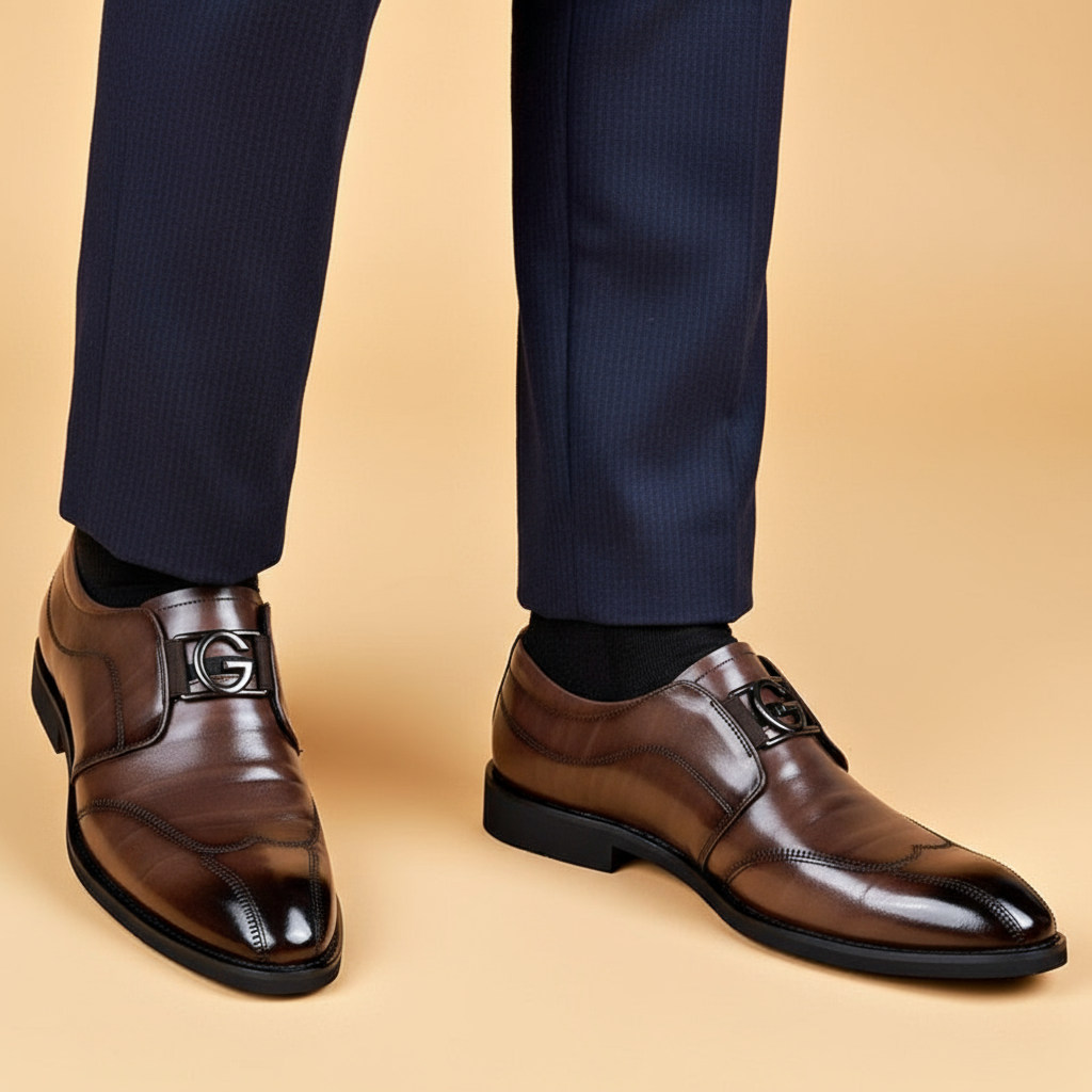 Chaussures habillées homme cuir bout pointu monk sans lacets