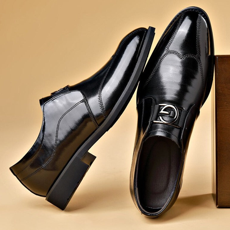 Chaussures habillées homme cuir bout pointu monk sans lacets