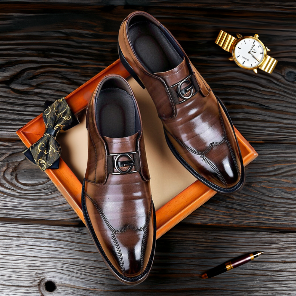 Chaussures habillées homme cuir bout pointu monk sans lacets