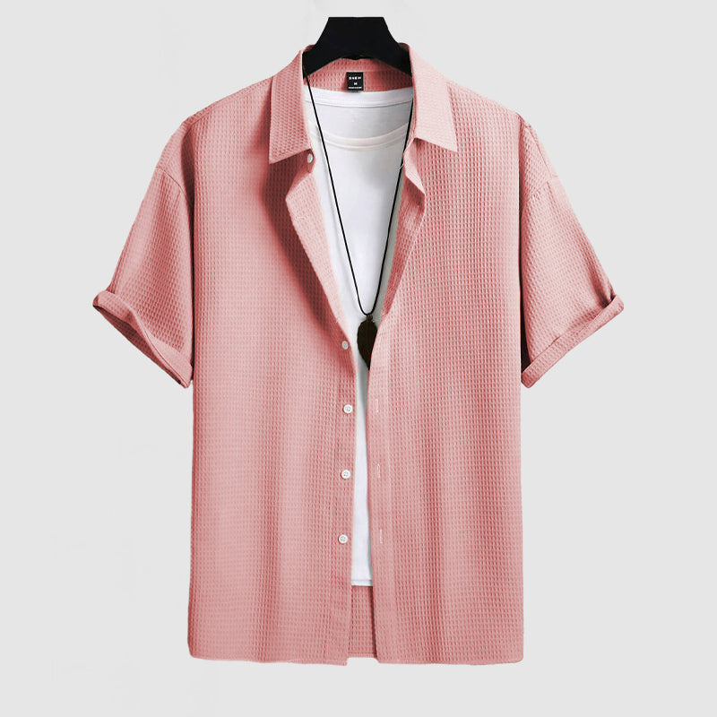 Chemise homme manches courtes texturée coupe décontractée style été casual