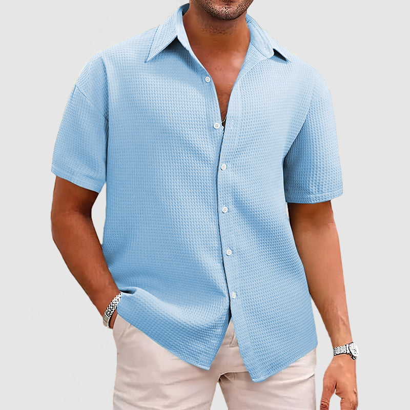 Chemise homme manches courtes texturée coupe décontractée style été casual