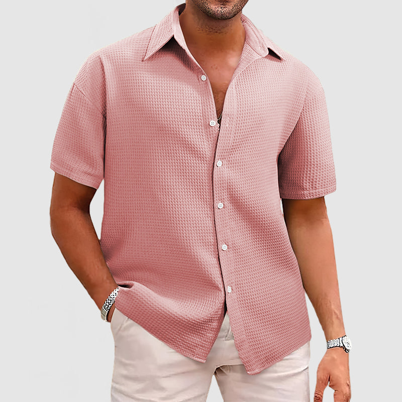 Chemise homme manches courtes texturée coupe décontractée style été casual