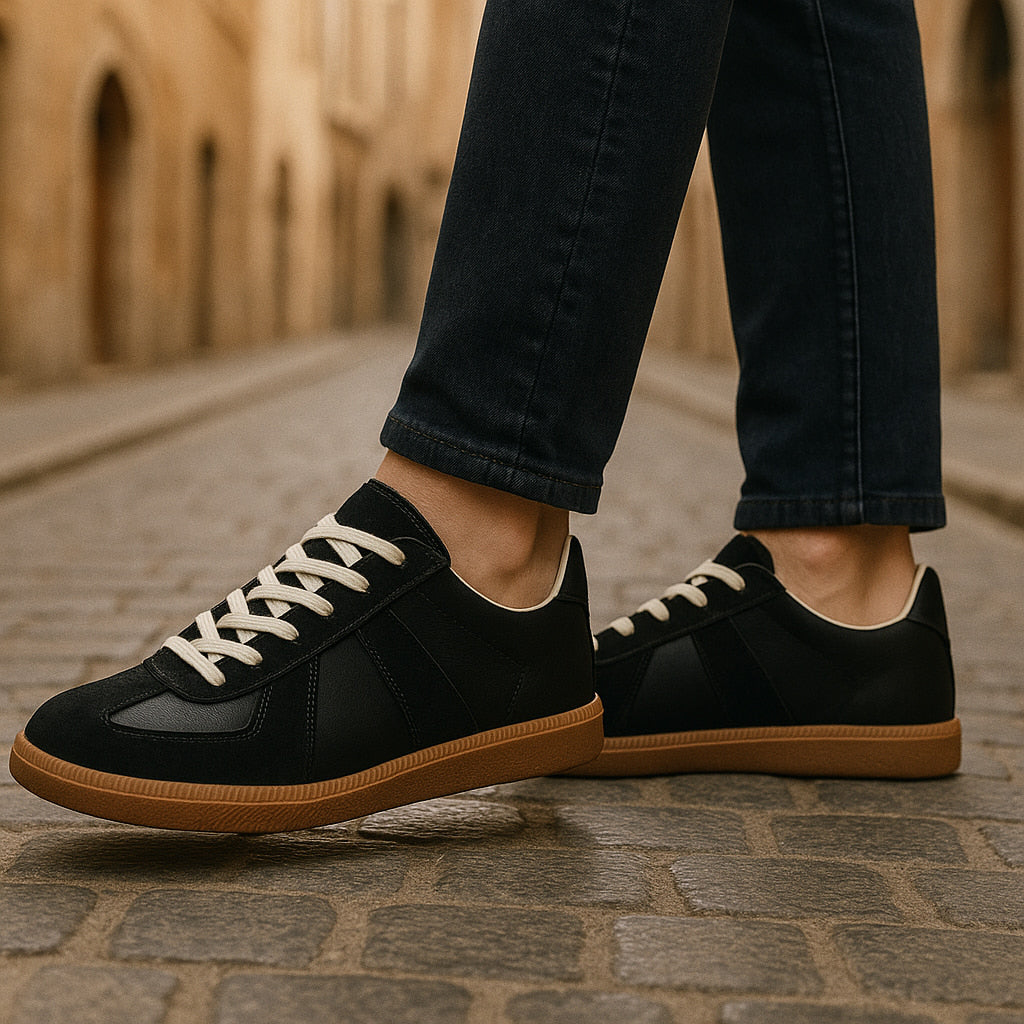 Baskets homme rétro à lacets style tennis casual semelle gomme antidérapante