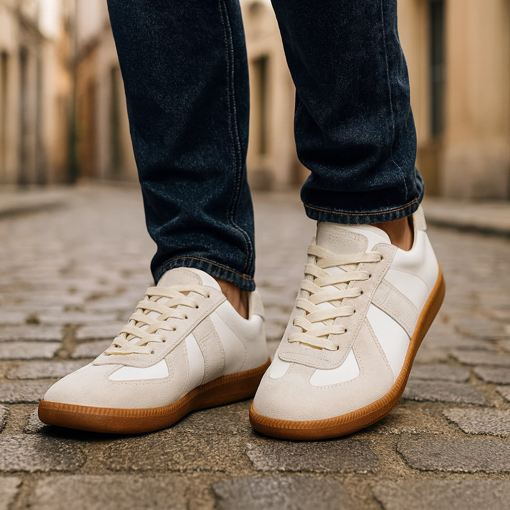 Baskets homme rétro à lacets style tennis casual semelle gomme antidérapante