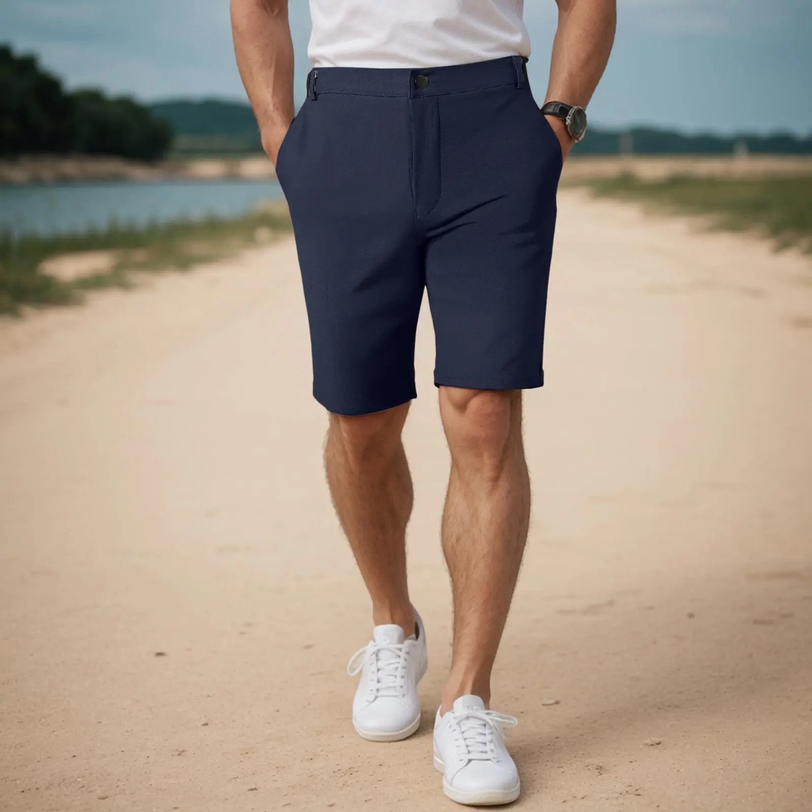 Short homme chino coupe droite respirant séchage rapide style casual élégant