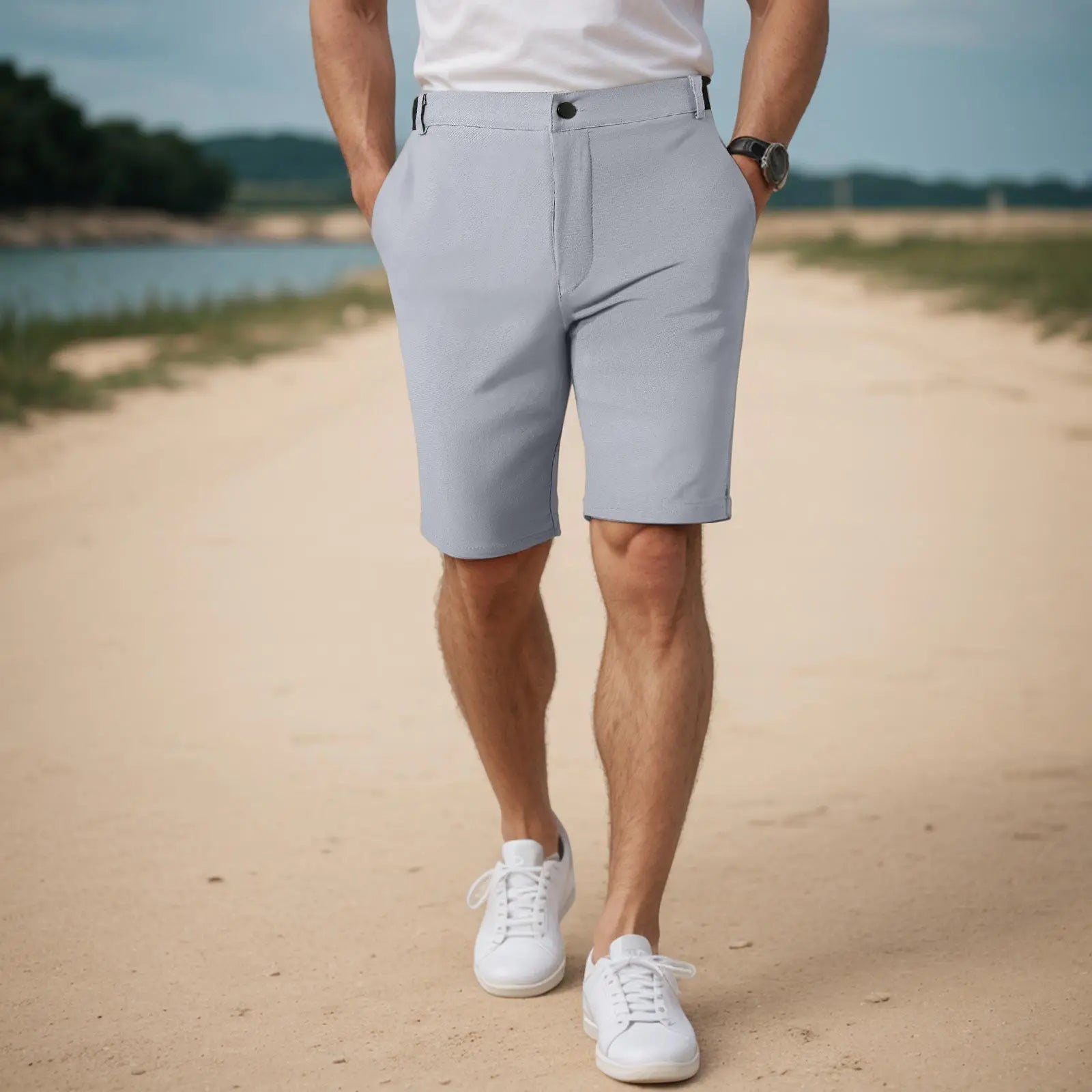 Short homme chino coupe droite respirant séchage rapide style casual élégant