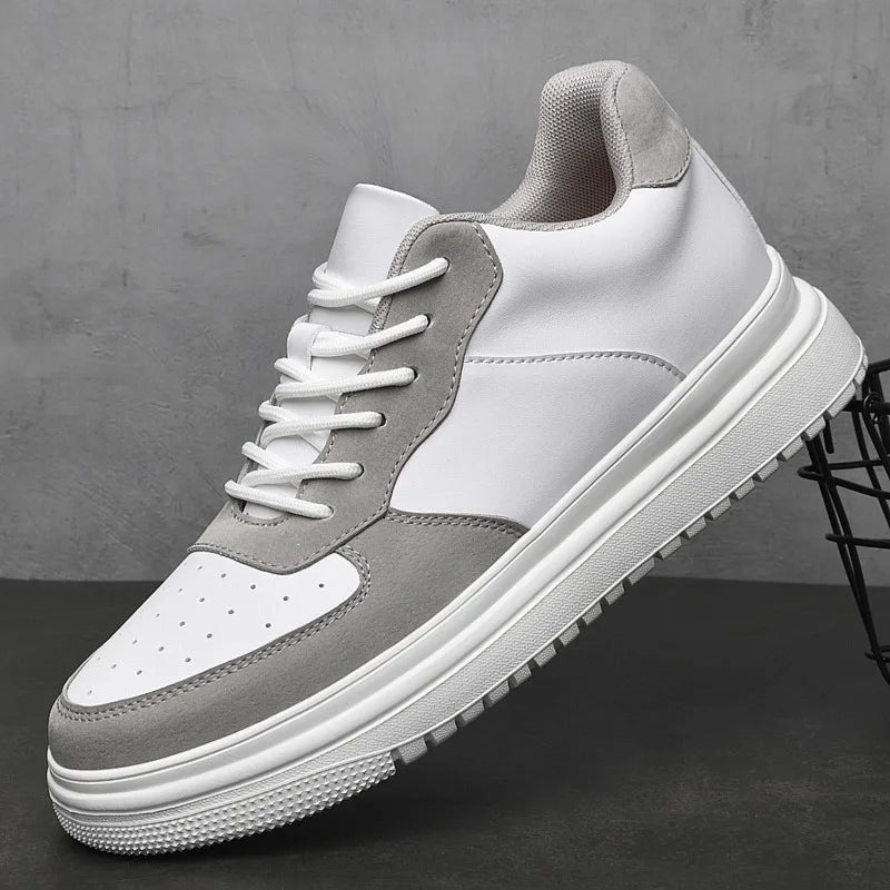 Baskets homme cuir lacets semelle épaisse chaussures casual rehaussantes